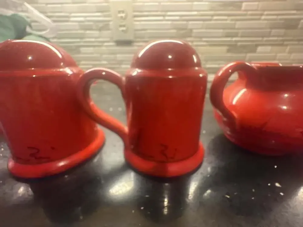 Mamma Ro Italian Red Pottery 4-Piece Creamer Sugar & Salt Pepper Set